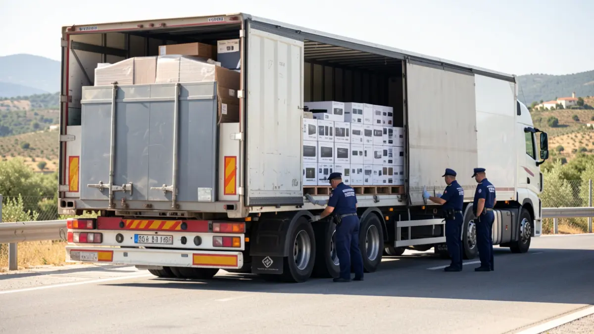 Tráiler interceptado en la aduana con marihuana oculta entre electrodomésticos.