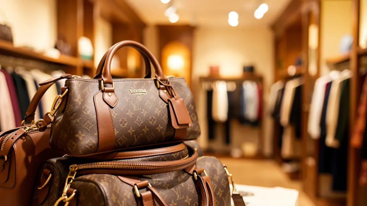 Imagen genérica de bolsos de diseño expuestos en una tienda.