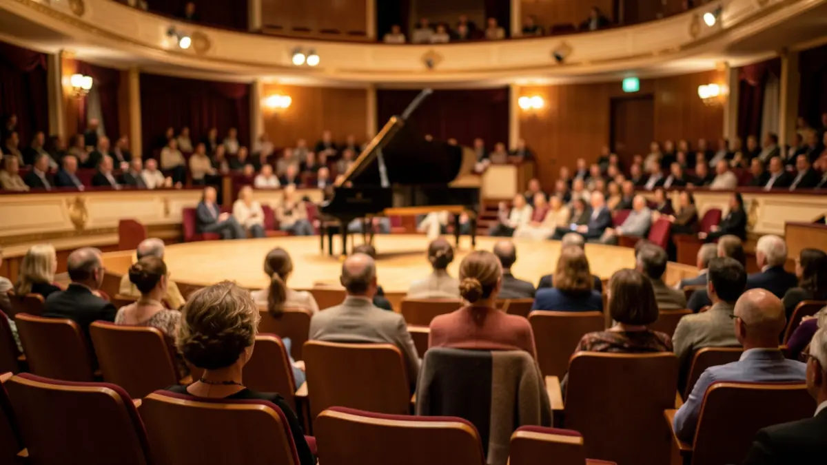 Generic image of an auditorium with a piano on stage.