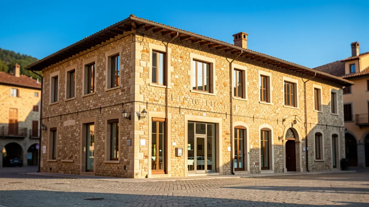 Ramon Vinyes i Cluet Library in Berga with sunlight.