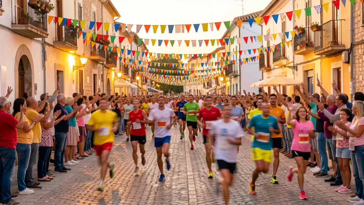 Generic image of a festive popular race in Torredembarra with runners and spectators.