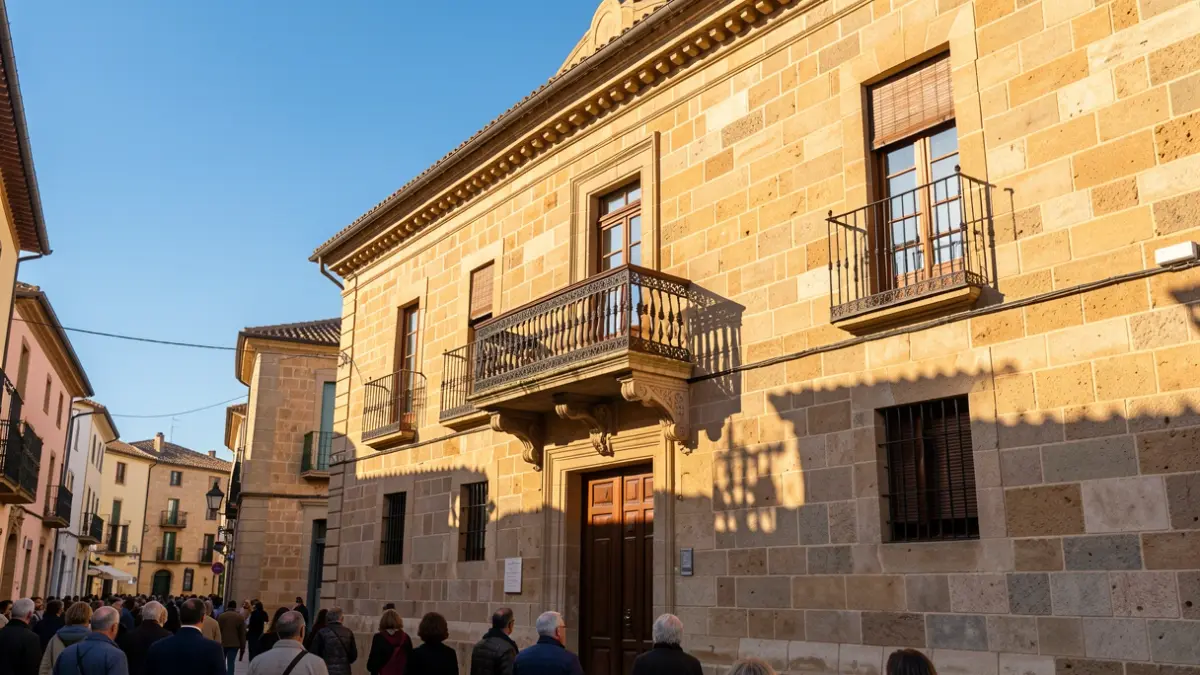 Façana de l'Ajuntament de Móra d'Ebre amb balcó i llum de tarda.