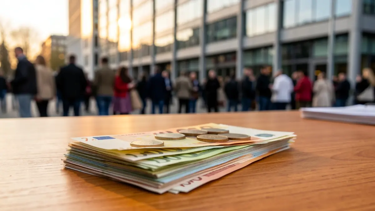 Imatge genèrica de diners i un entorn d'oficina.