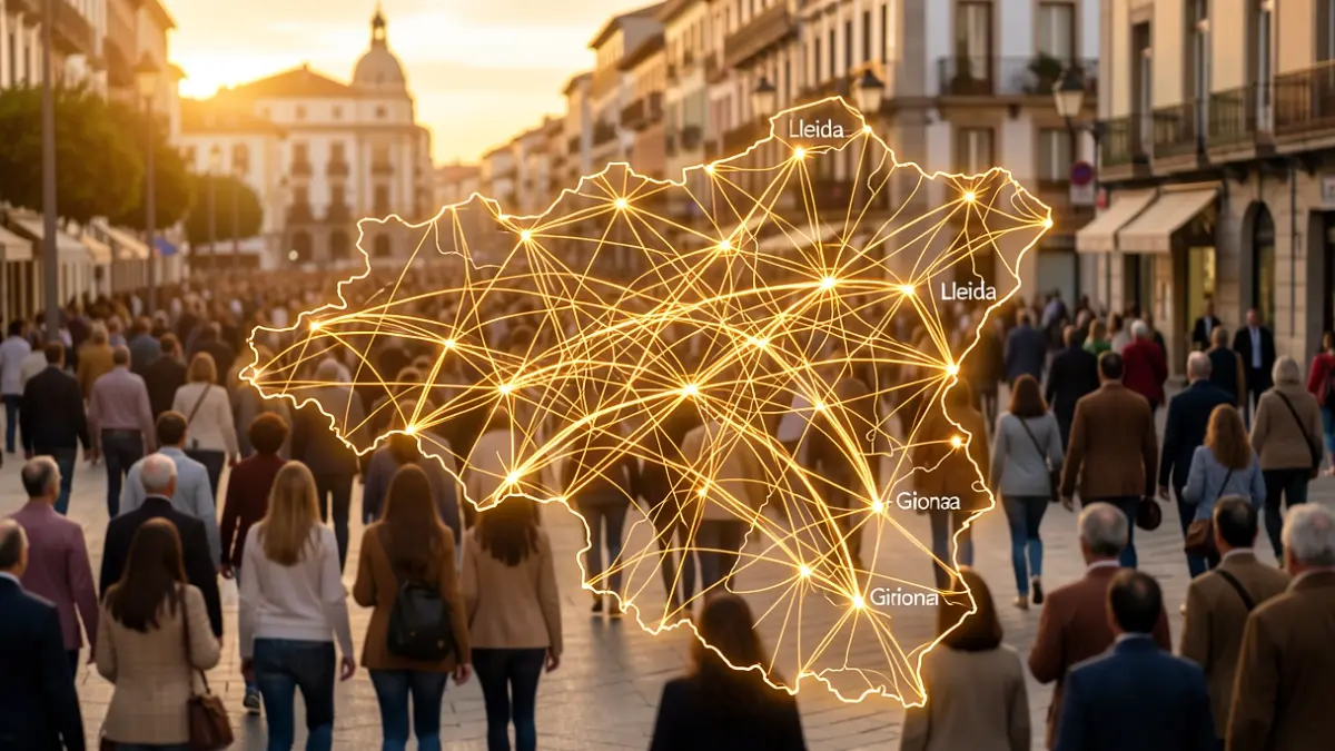 Representació gràfica de la nova xarxa ferroviària de Catalunya connectant Lleida i Girona.
