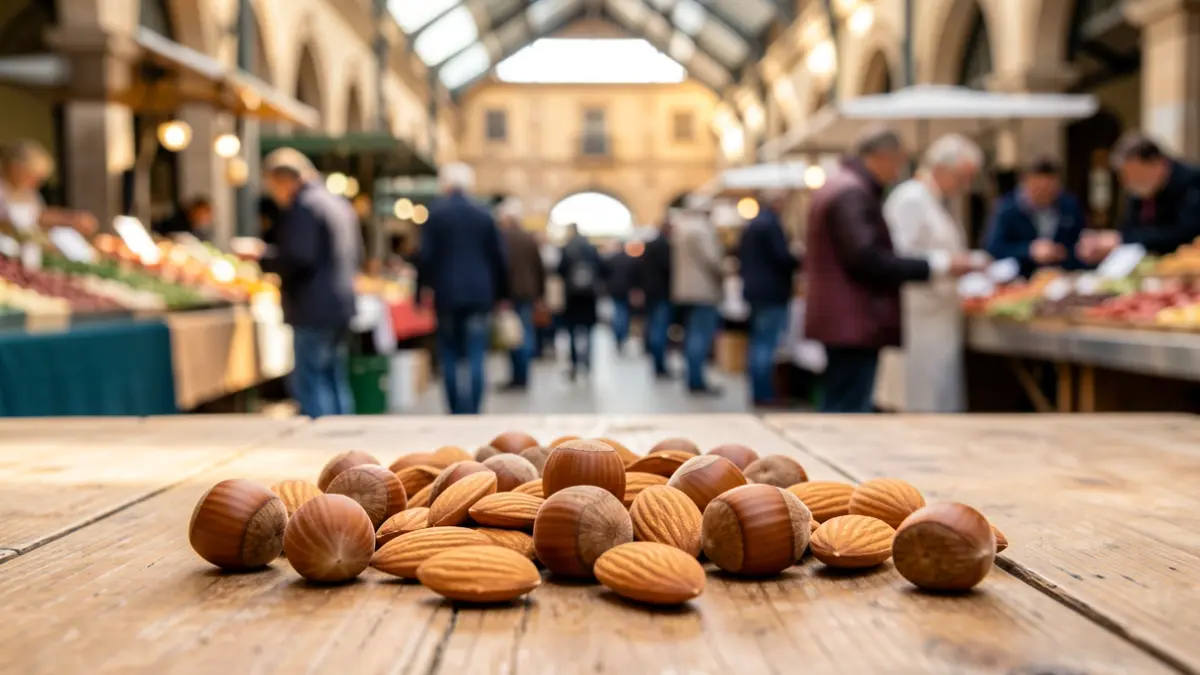 Generic image of nuts on a table.