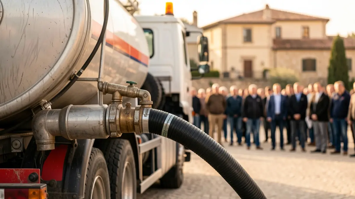 Camions cisterna transportant aigua per a subministraments d'emergència.