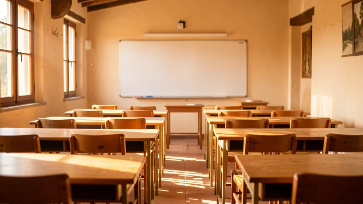 Imagen genérica de un aula de estudio con luz solar.