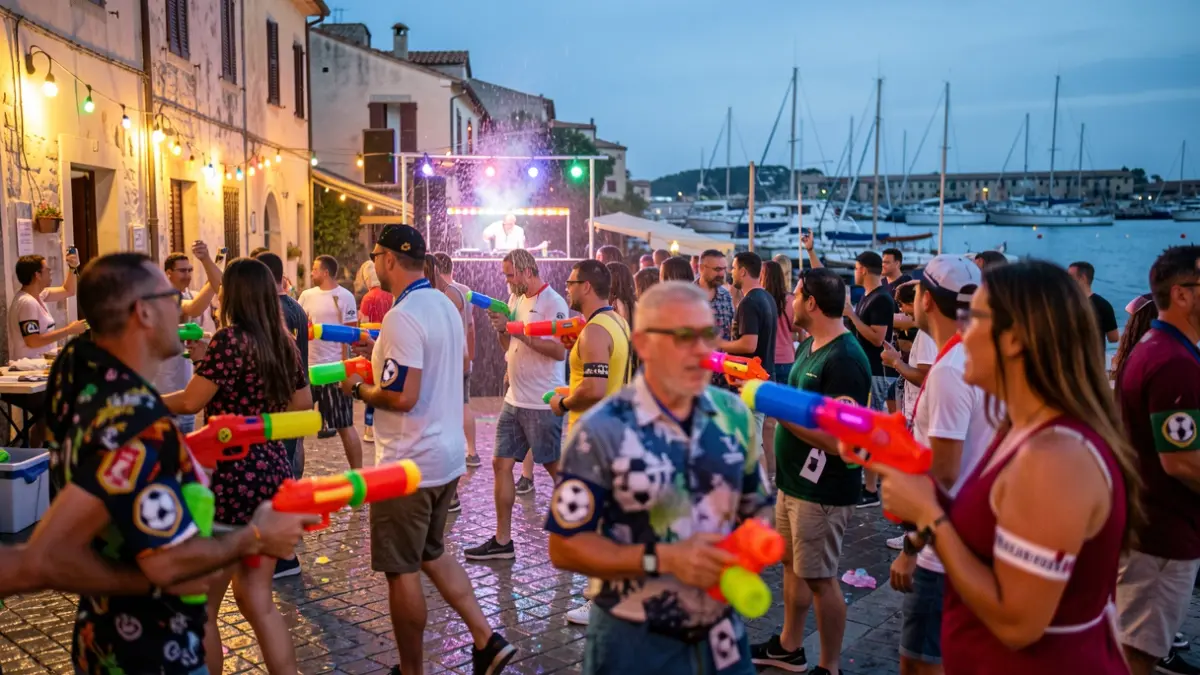 Generic image of a popular water festival with a football theme on the coast.