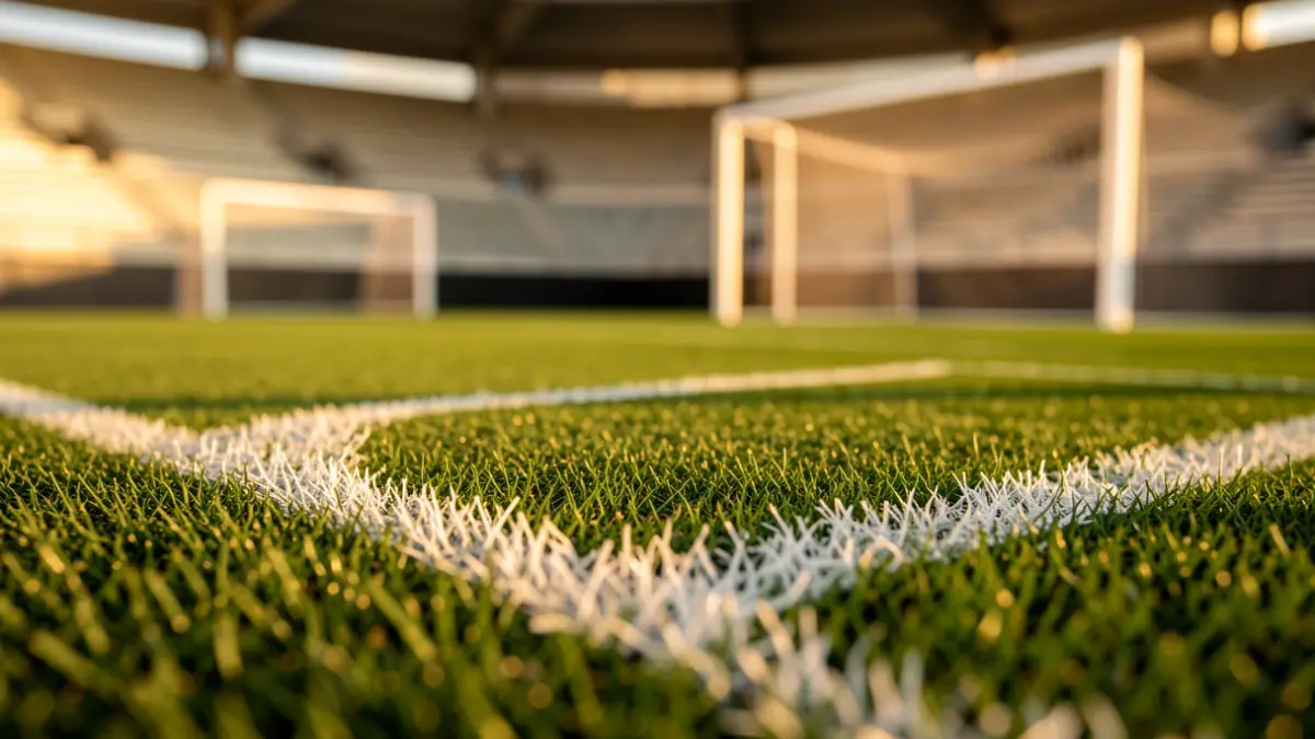 Imatge genèrica d'un camp de futbol buit al capvespre.