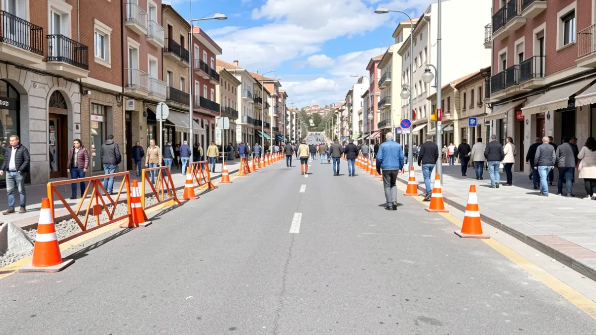 Imagen genérica de obras en una avenida de Terrassa.