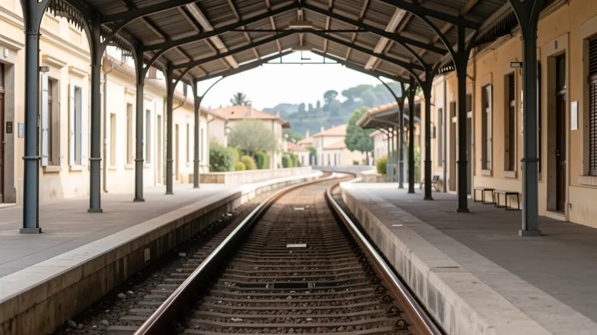 Imagen genérica de una estación de tren vacía con vías.