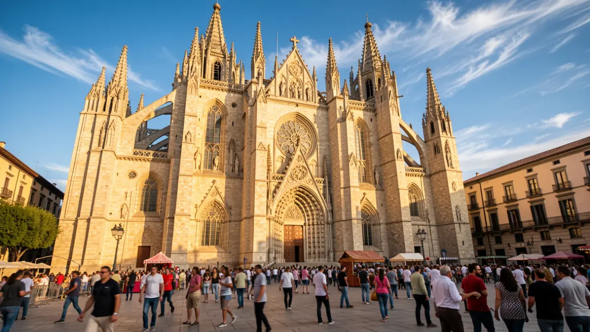Generic image of Barcelona Cathedral and Plaza Nova during the Sant Roc festivities.
