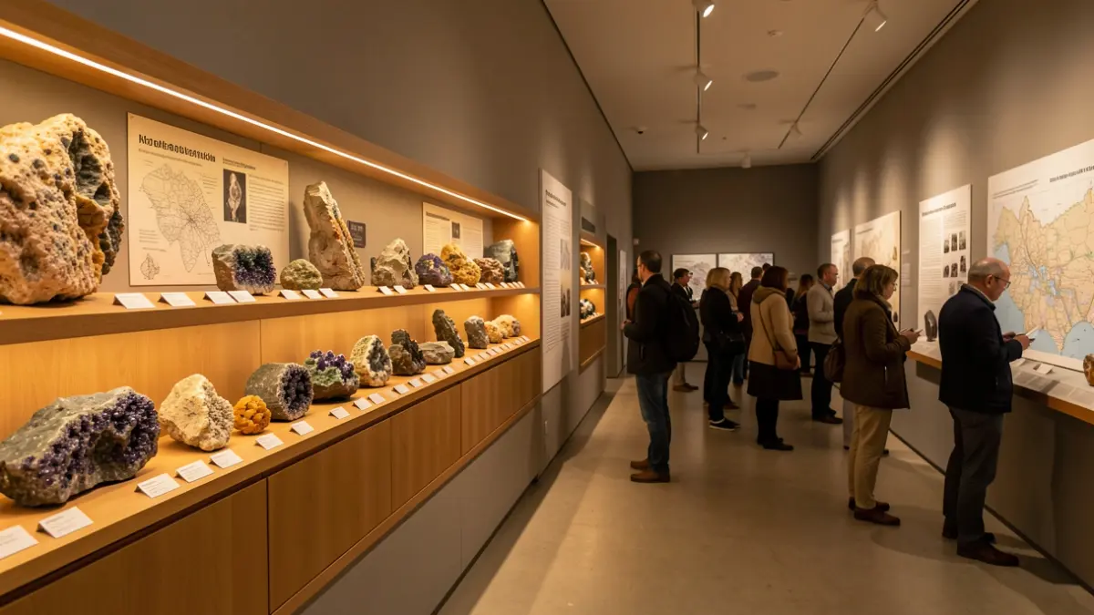 Imatge genèrica d'una exposició de minerals en un museu.