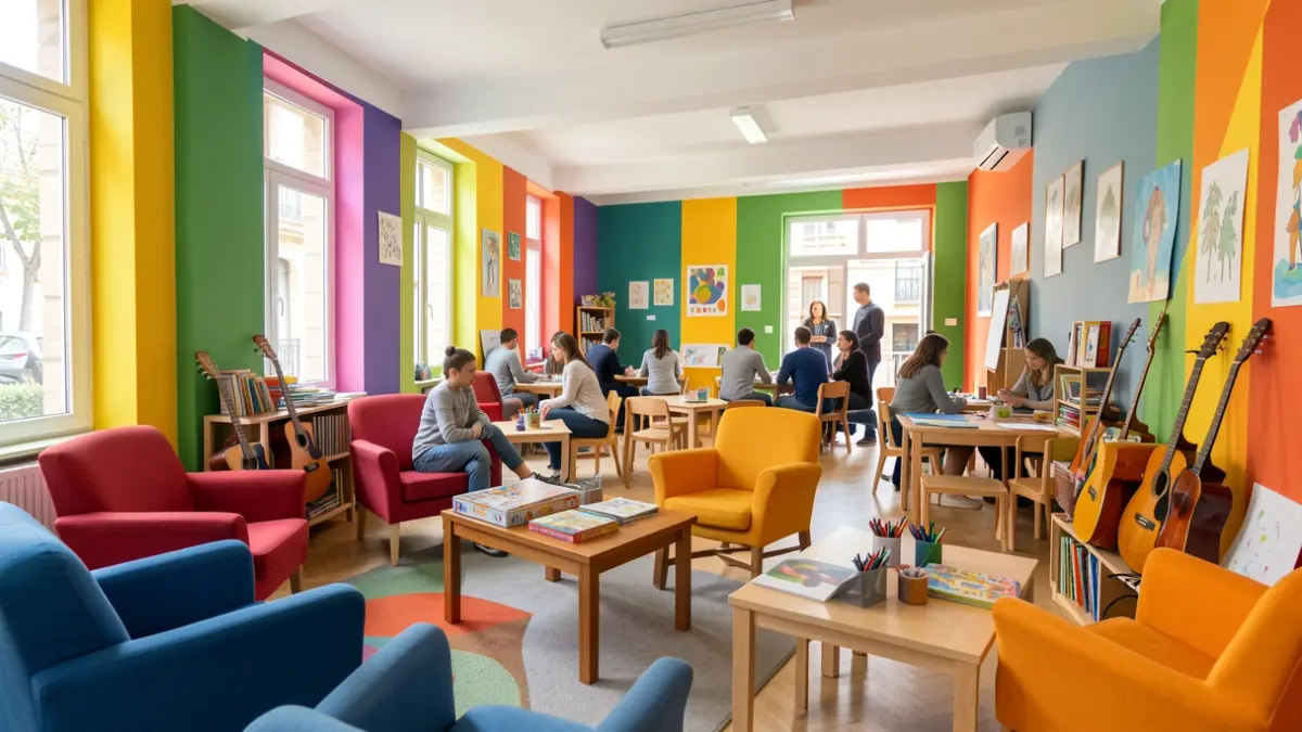 Imagen genérica de un centro juvenil en Catalunya con espacios para juegos, arte y música.