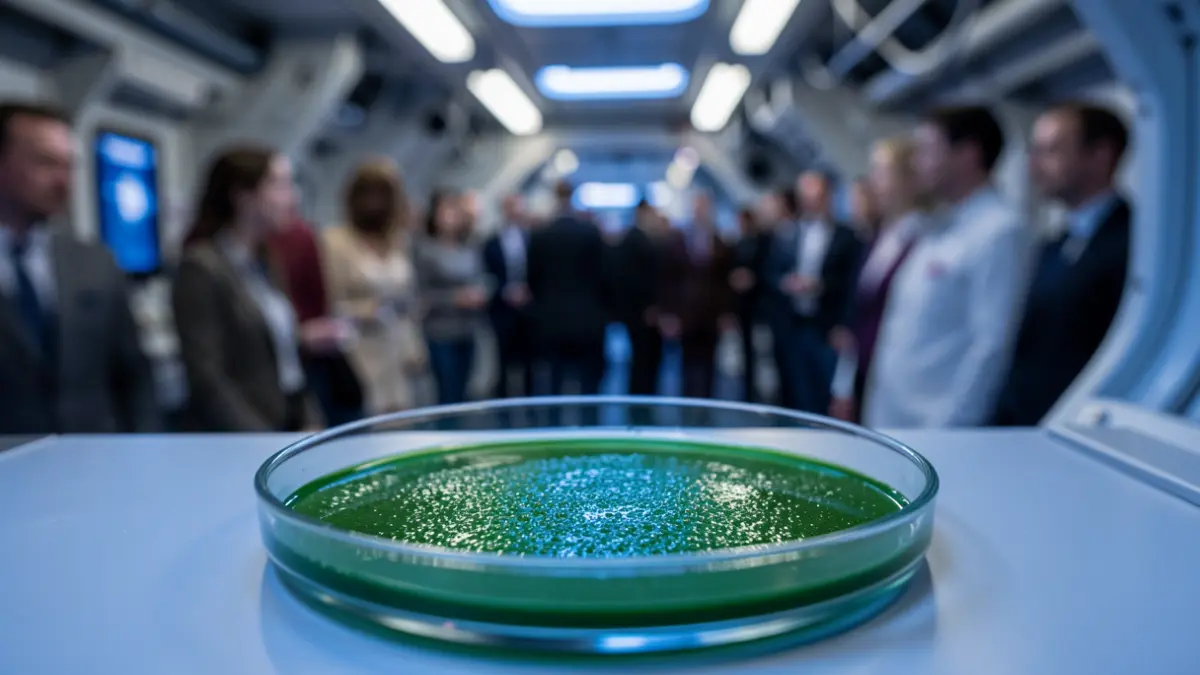 Imatge genèrica de cultiu d'espirulina en un laboratori espacial.