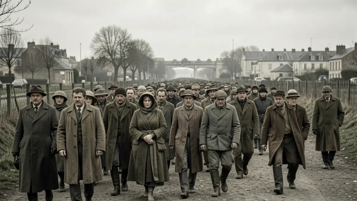 Generic image of people walking towards a blurred horizon, evoking the Republican exile.