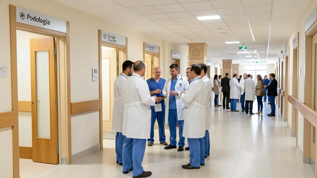 Equip multidisciplinari de l'Hospital de Figueres reunits per tractar pacients amb peu diabètic.