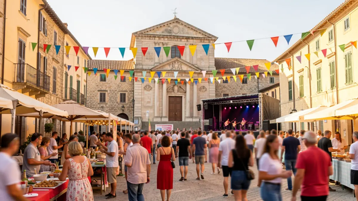 Imatge genèrica d'una festa popular a una plaça de Catalunya amb ambient festiu.