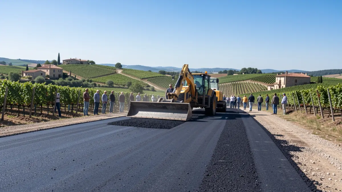 Obres de rehabilitació del ferm d'una carretera a Catalunya.