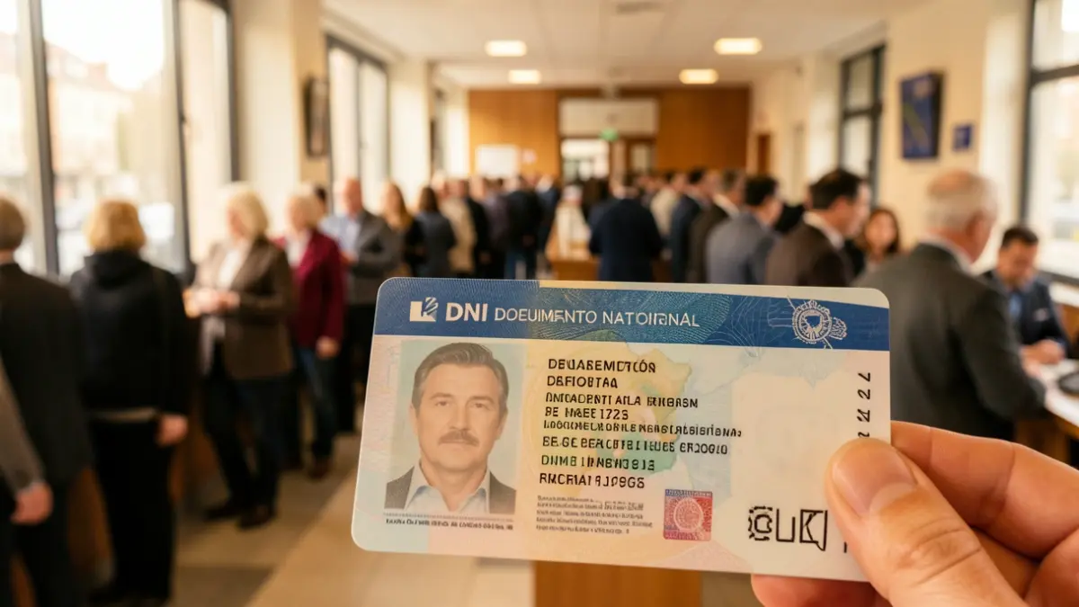 Generic image of people waiting to renew their DNI at a public office.