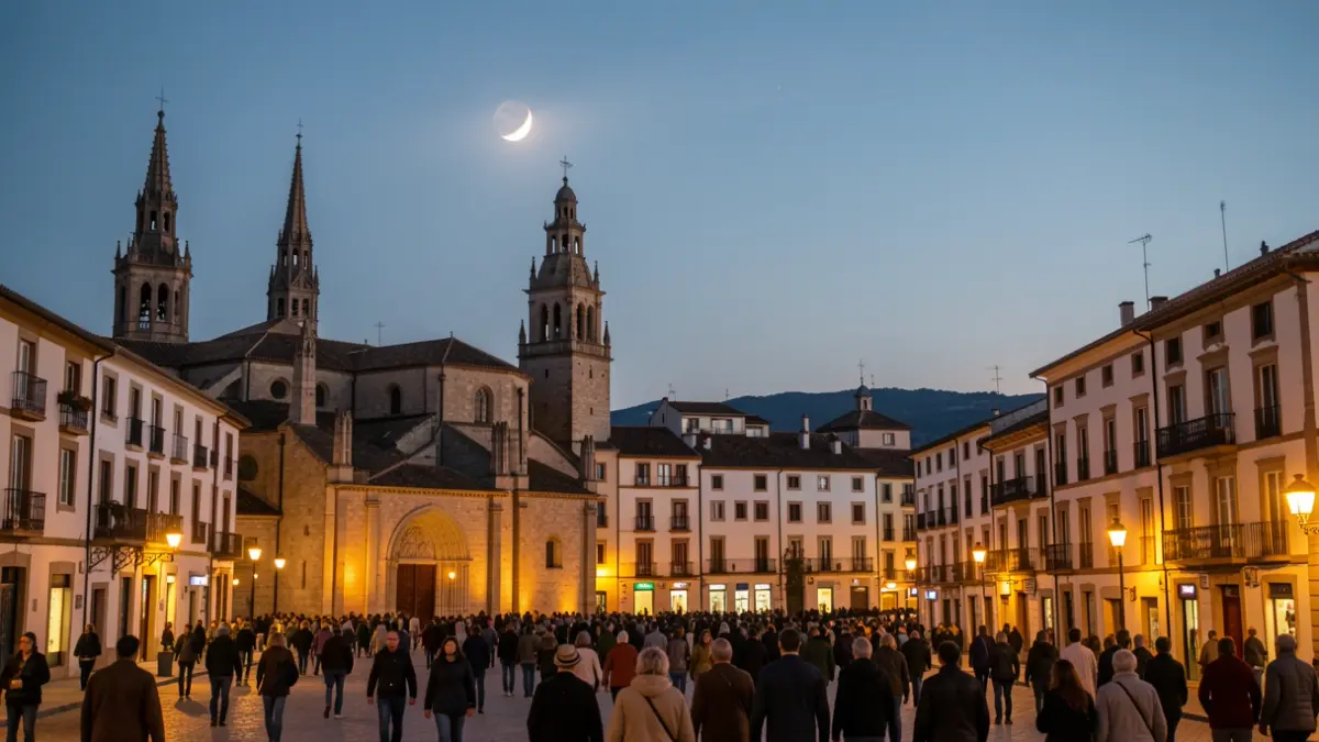 Vista de Lleida durant un eclipsi solar parcial amb la Seu Vella destacada.