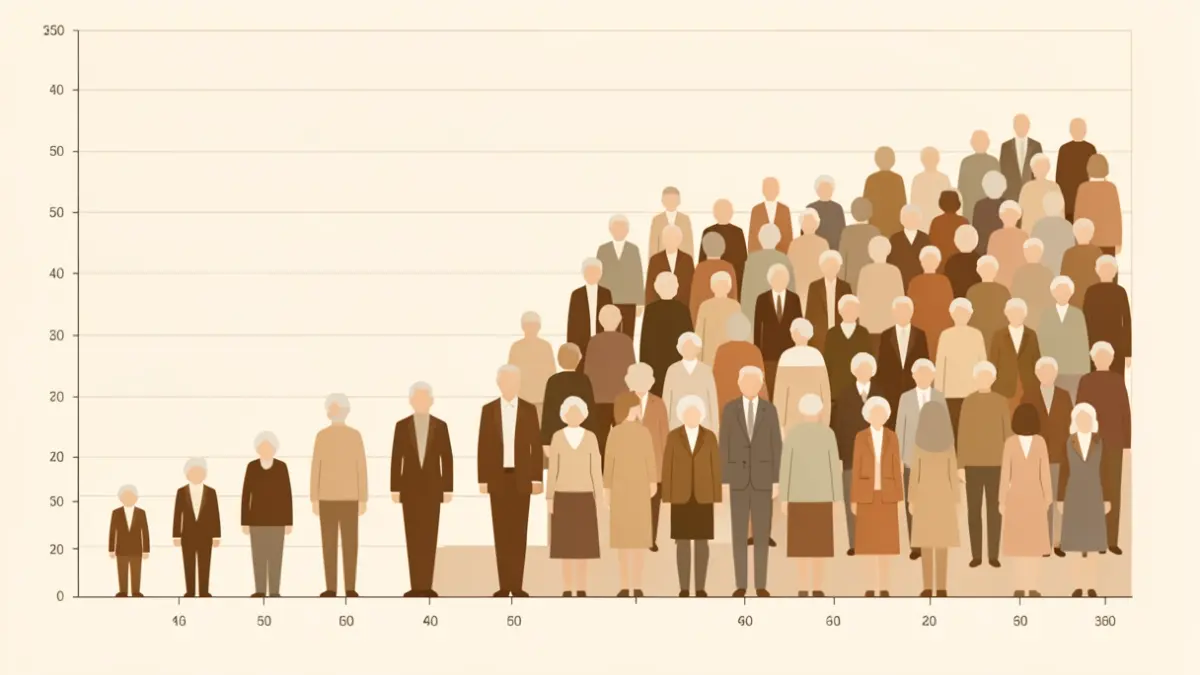 Gràfic demogràfic que mostra l'envelliment de la població amb un augment de les persones grans respecte a la població en edat laboral.