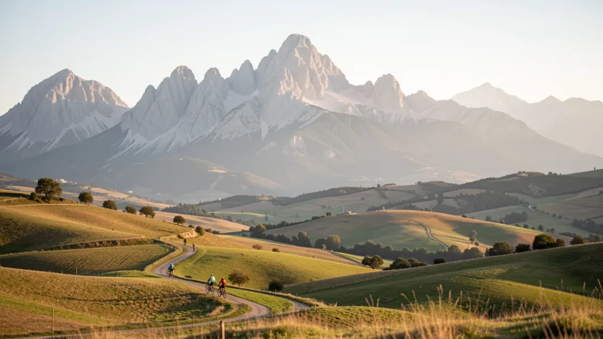 Paisaje de turismo interior en Lleida con montañas y turismo sostenible.
