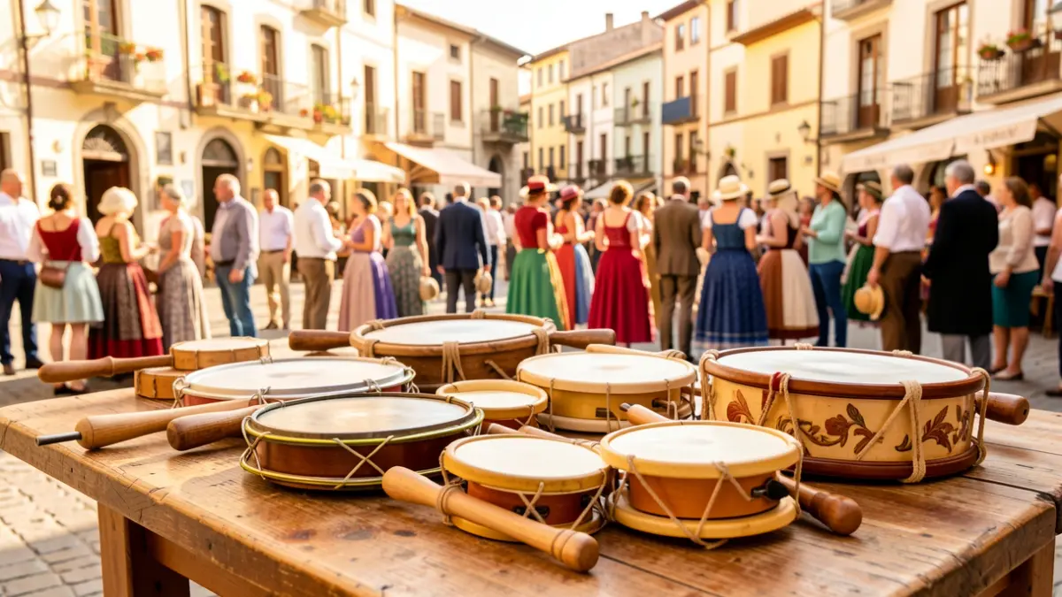 Instruments tradicionals catalans preparats per a una festa popular.