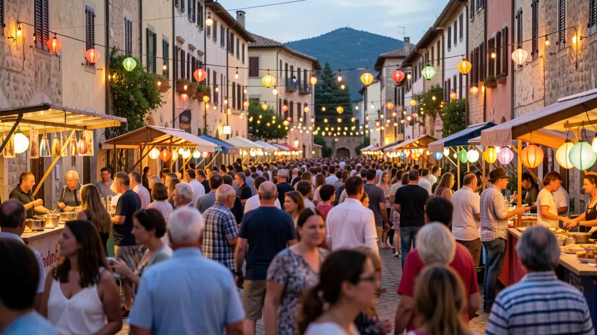 Generic image of a street festival at dusk.