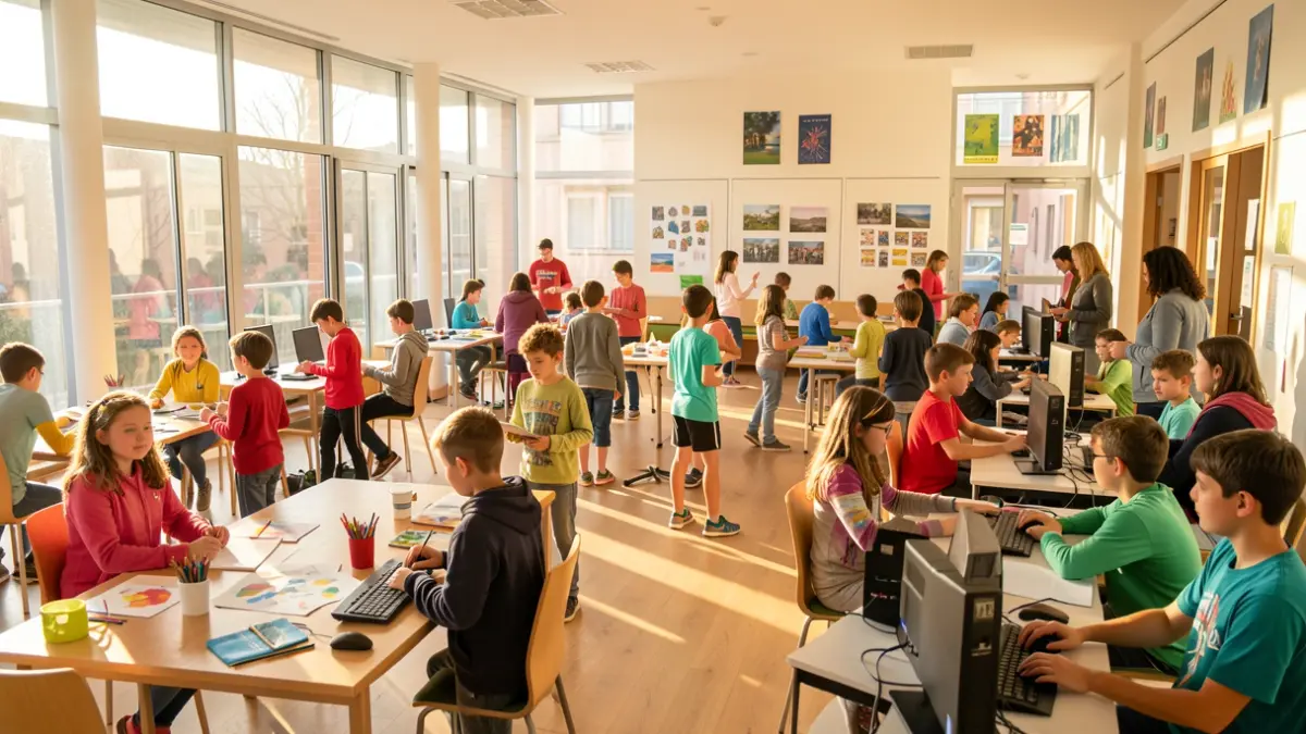 Nens i joves participant en activitats extraescolars diverses.