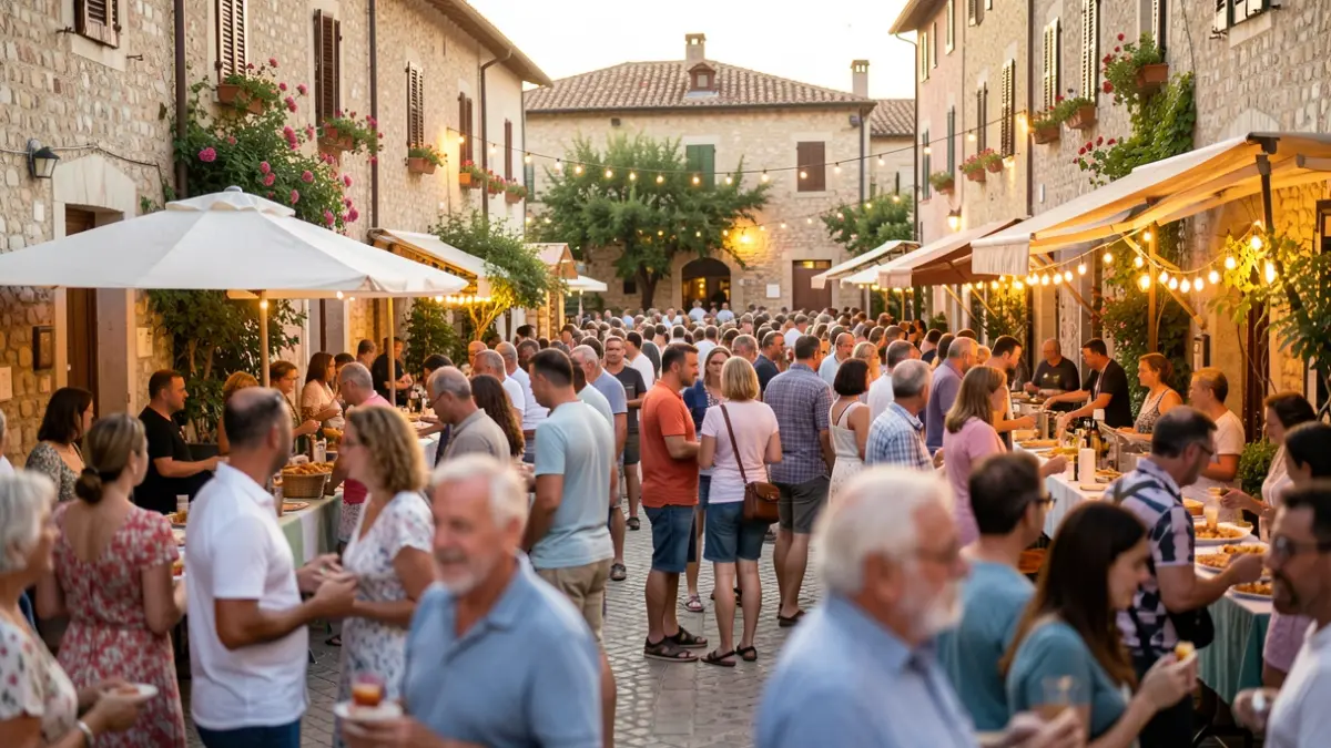 Generic image of a summer street festival with people and music.