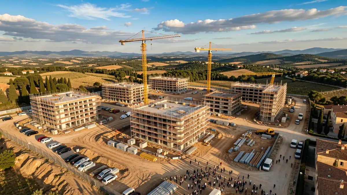 Aerial view of a new housing development in the Gironès region.