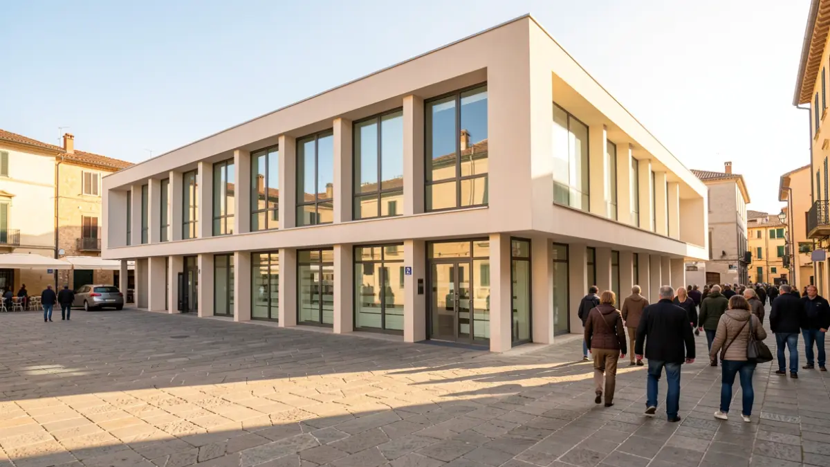 Imatge genèrica d'un edifici d'arxiu modern a Montblanc.