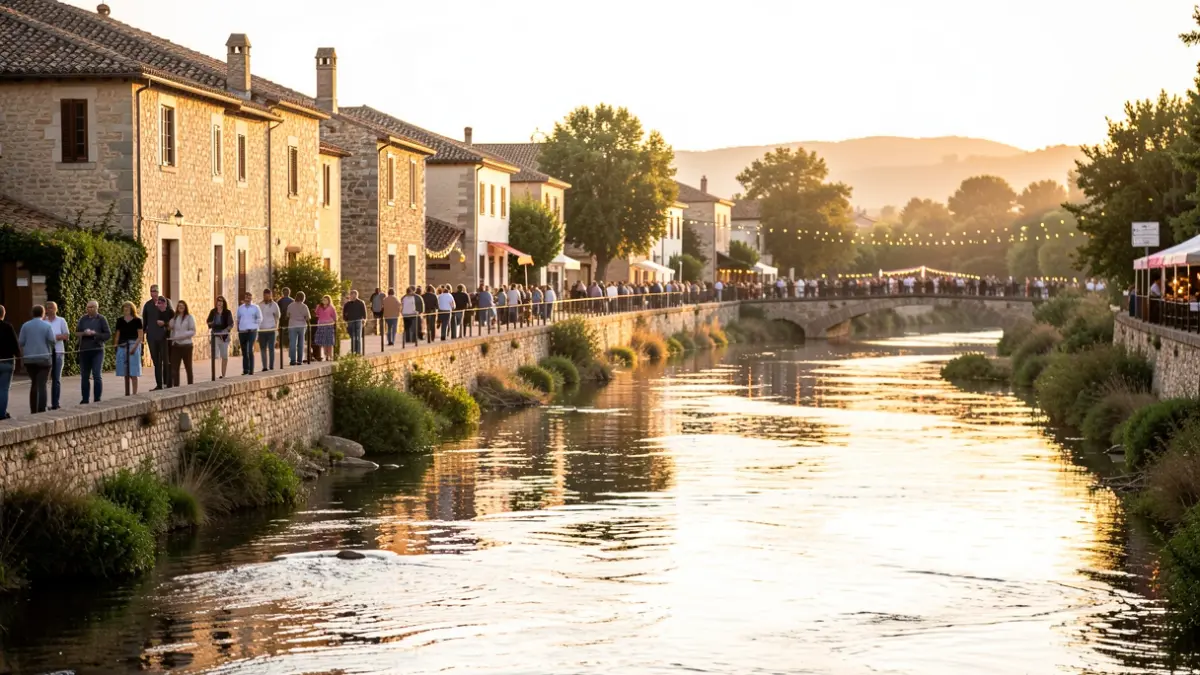 Imatge genèrica del riu Ebre a Móra d'Ebre amb la façana fluvial il·luminada.