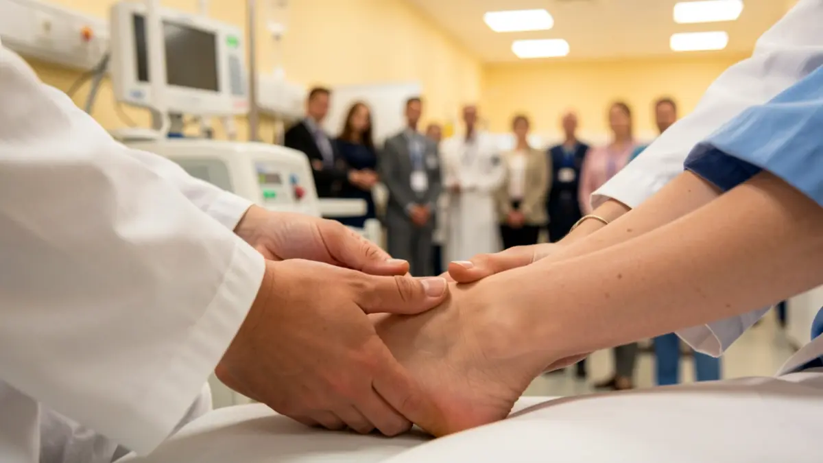 Imagen genérica de una atención médica al pie diabético.