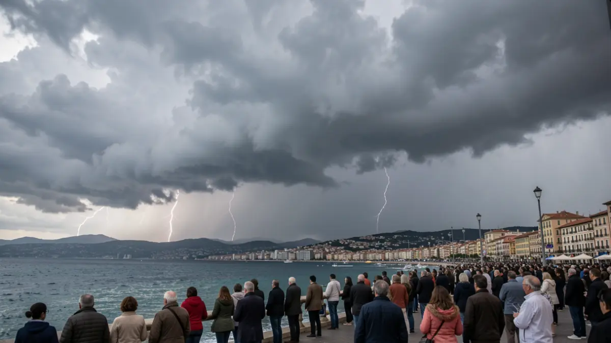 Cel amenaçador amb núvols de tempesta sobre la costa catalana.