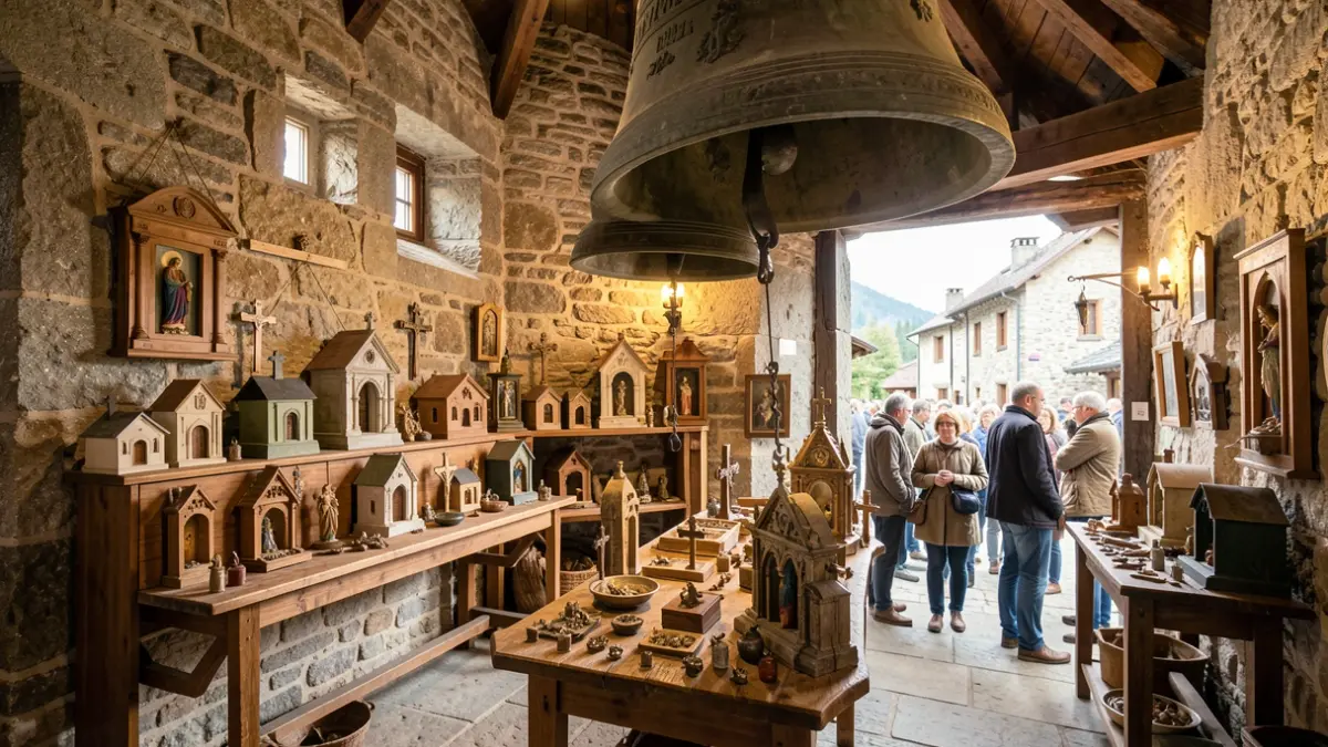 Exposició de capelletes i santets populars al campanar de Sant Fèlix de Bagergue.