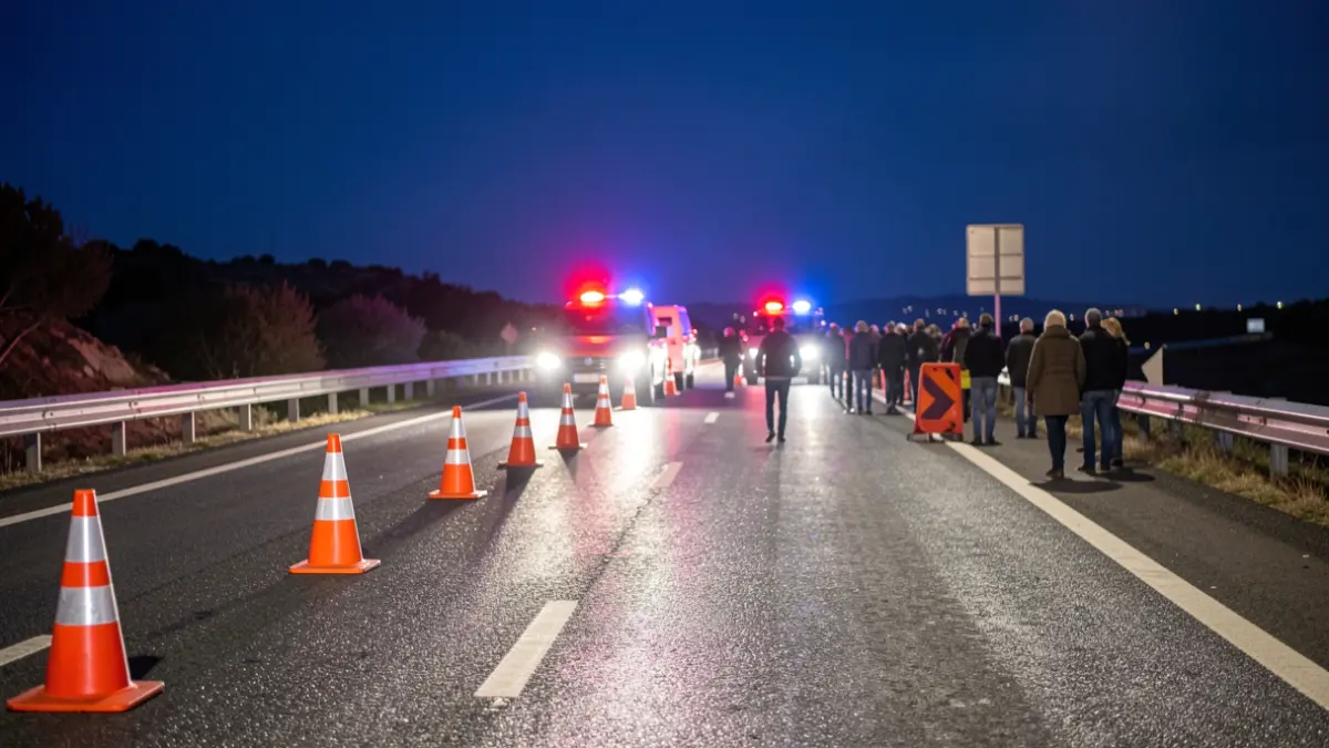 Generic image of roadworks at night.