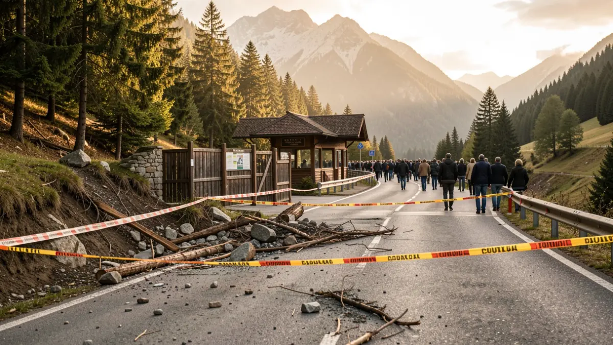 Generic image of a national park access road affected by a landslide.