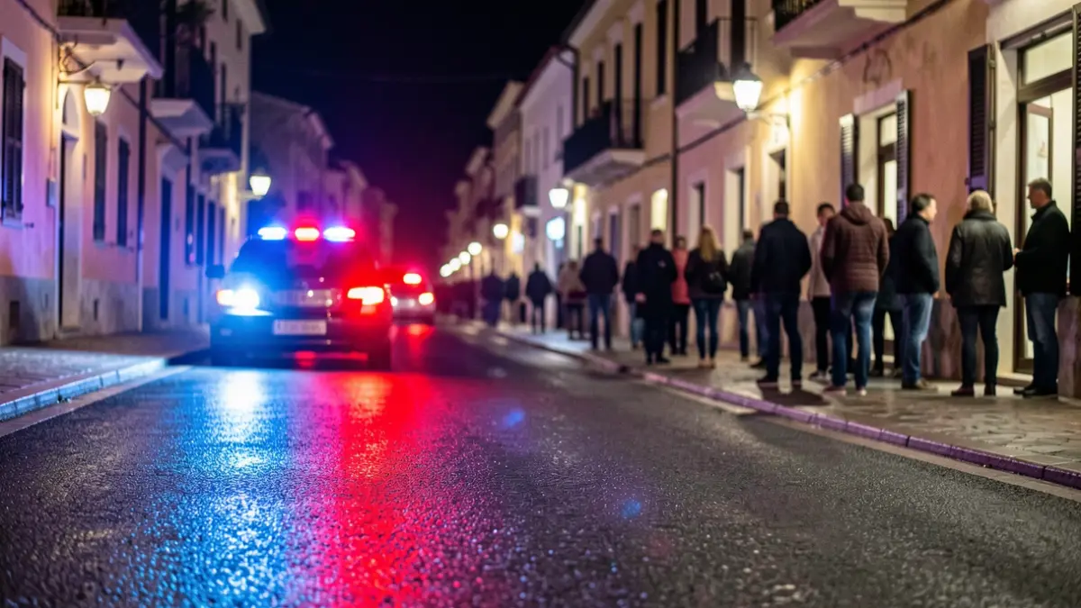 Generic image of police emergency lights reflecting on wet asphalt at night.