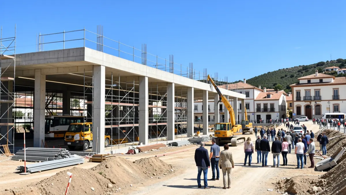 Obres de la nova estació d'autobusos de Palamós.