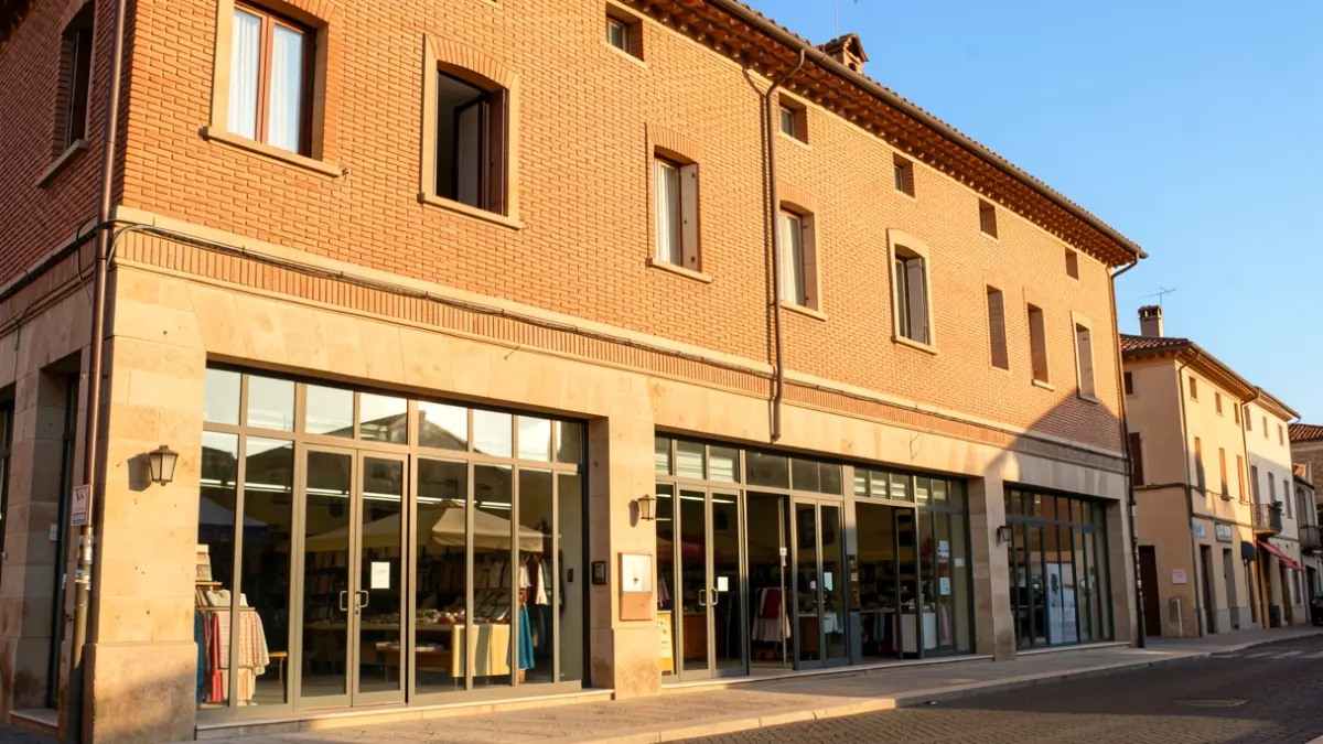 Fachada d'un mercat municipal a Catalunya amb grans finestrals i acabats de maó ceràmic.