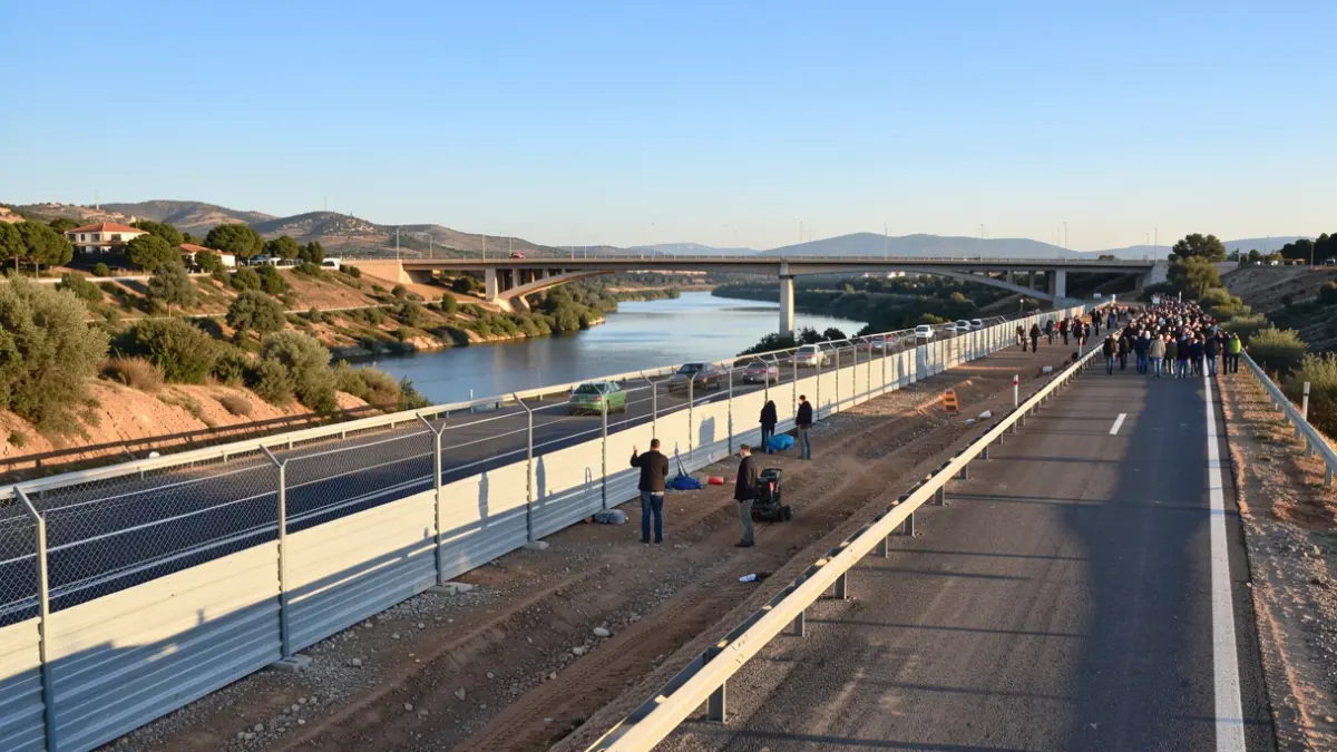 Construction of acoustic barriers and expansion of the Francolí bridge in Tarragona.