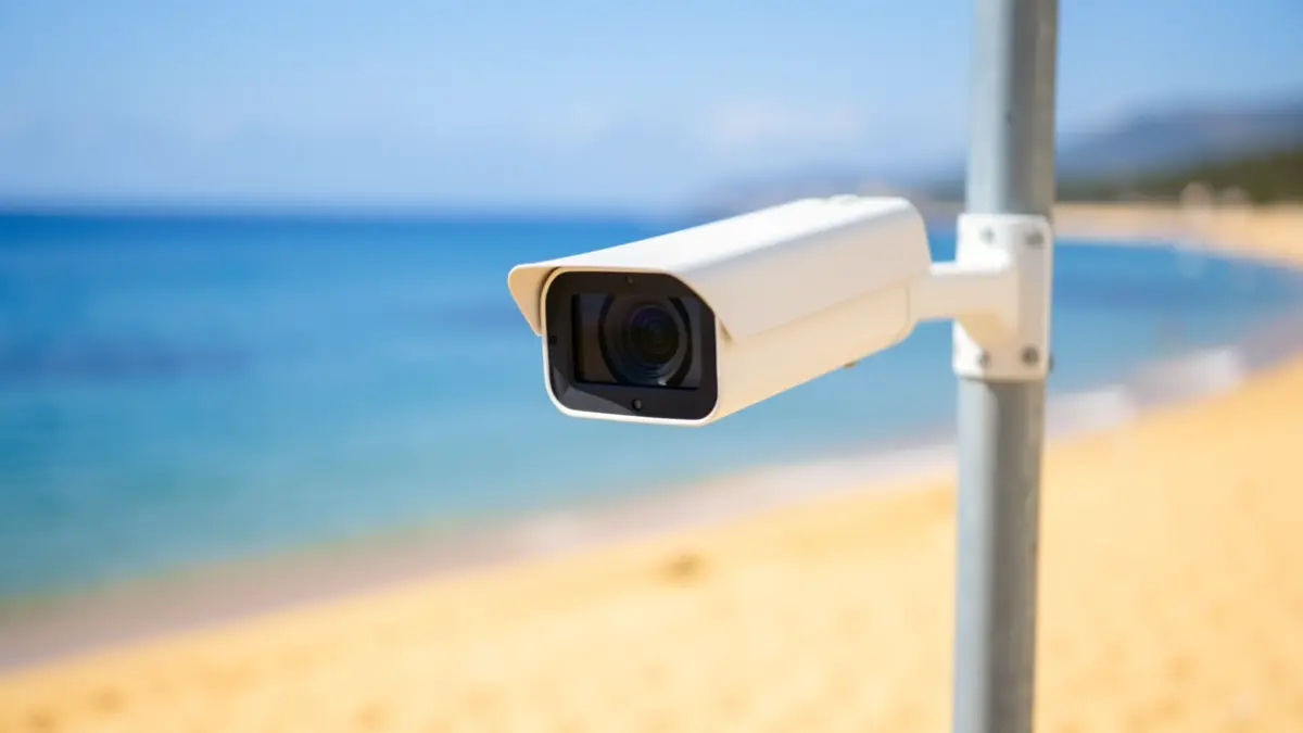 Cámara de vigilancia en una playa mediterránea.