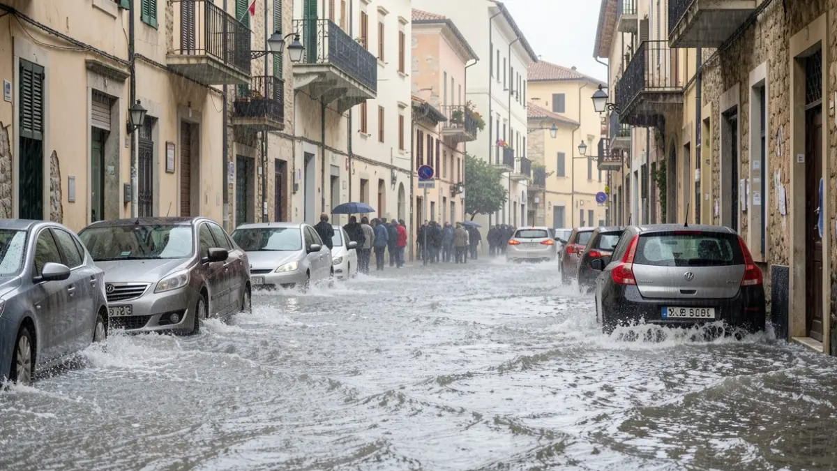 Imatge genèrica de pluja torrencial i inundacions a un municipi català.