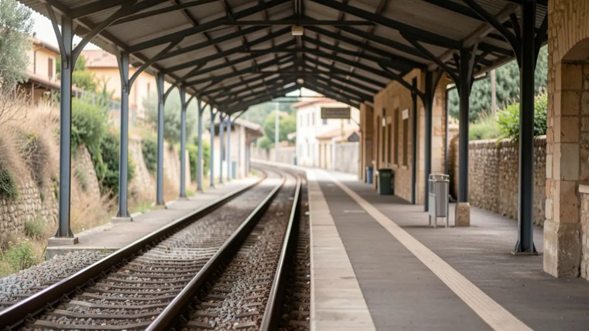 Imatge genèrica d'una andana de tren buida amb vies.