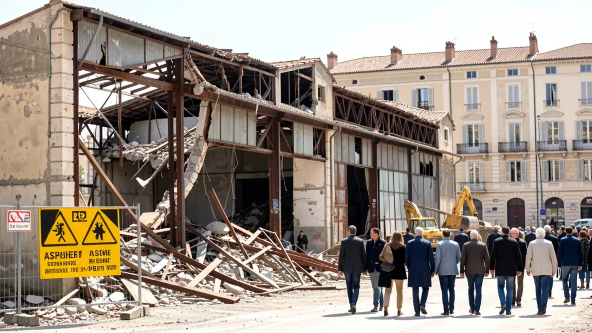 Demolition of an industrial warehouse in Reus to build housing.