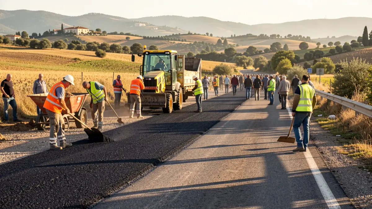 Obras de mejora y asfaltado de un camino en Reus.