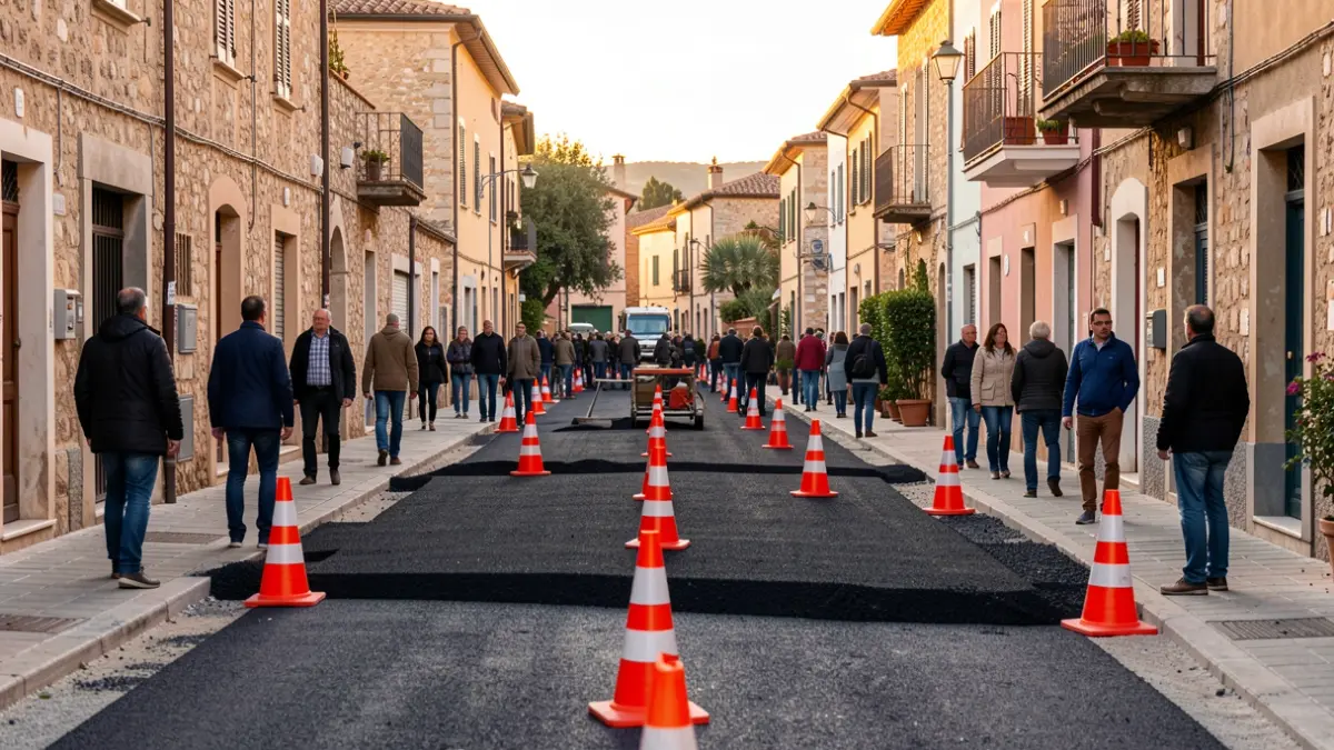 Generic image of roundabout construction work with traffic signage.