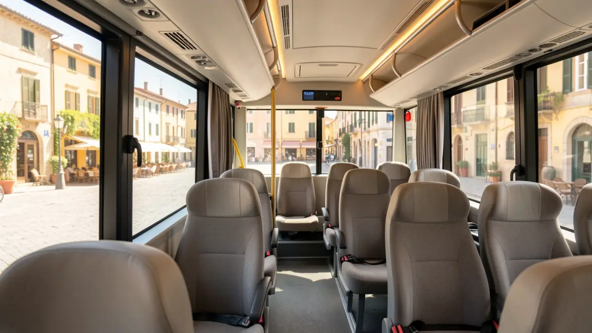 Interior de un autobús híbrido nuevo en Reus.